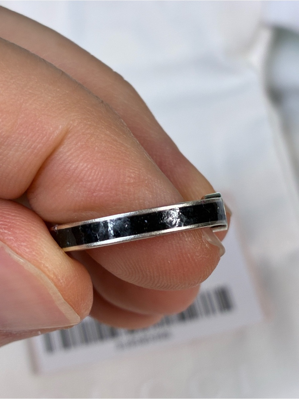 NWT Gucci Silver Metal & Black Enamel Interlocking GG Ring IT Size 13 = 6.75 US - Picture 2 of 8